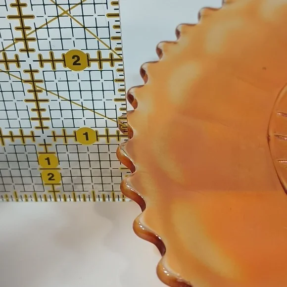 Rare VTG Dugan Windflower Marigold Carnival Glass Round Scallop Edge 9 Plate